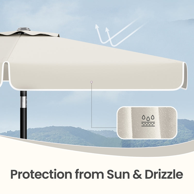 Beige Patio Parasol For Garden Shade With 2-Way Tilting UPF50+ Canopy & Steel Pole by SONGMICS Songmics
