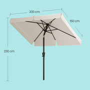 Beige Patio Parasol For Garden Shade With 2-Way Tilting UPF50+ Canopy & Steel Pole by SONGMICS Songmics