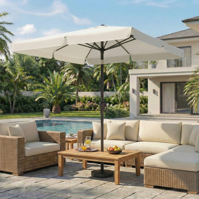 Beige Patio Parasol For Garden Shade With 2-Way Tilting UPF50+ Canopy & Steel Pole by SONGMICS Songmics