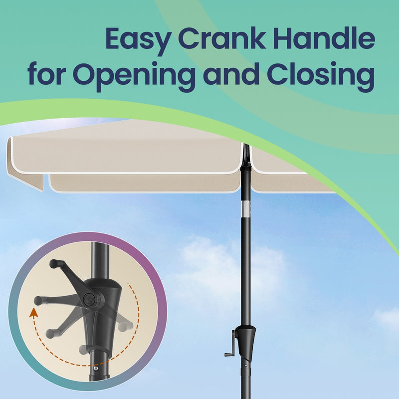 Beige Patio Parasol For Garden Shade With 2-Way Tilting UPF50+ Canopy & Steel Pole by SONGMICS Songmics