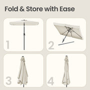 Beige Patio Parasol For Garden Shade With 2-Way Tilting UPF50+ Canopy & Steel Pole by SONGMICS Songmics