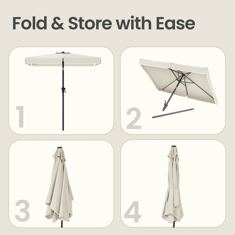 Beige Patio Parasol For Garden Shade With 2-Way Tilting UPF50+ Canopy & Steel Pole by SONGMICS Songmics