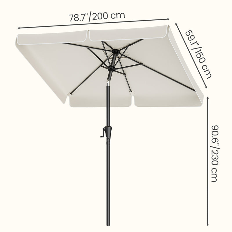 Beige Patio Parasol For Garden Shade With 2-Way Tilting UPF50+ Canopy & Steel Pole by SONGMICS Songmics