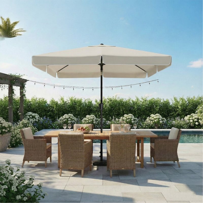 Beige Patio Parasol For Garden Shade With 2-Way Tilting UPF50+ Canopy & Steel Pole by SONGMICS Songmics