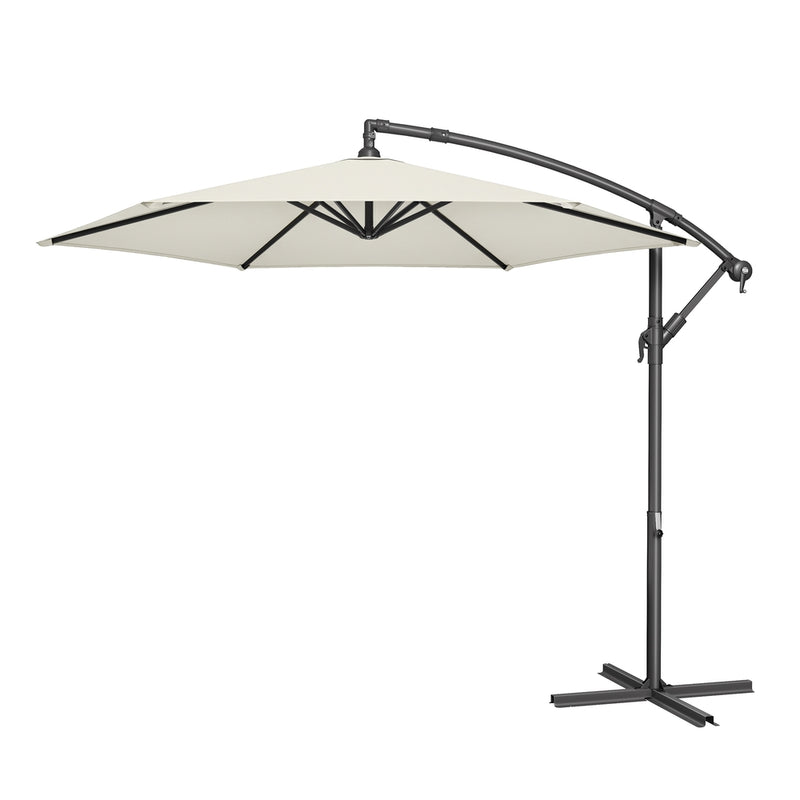 Outdoor Patio Umbrella, 3 m Hanging Parasol with Crank and Base SONGMICS