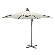 Outdoor Patio Umbrella, 3 m Hanging Parasol with Crank and Base SONGMICS