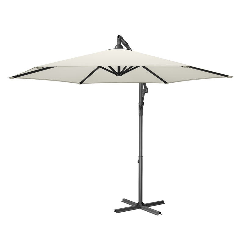 Outdoor Patio Umbrella, 3 m Hanging Parasol with Crank and Base SONGMICS