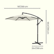 Outdoor Patio Umbrella, 3 m Hanging Parasol with Crank and Base SONGMICS