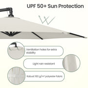 Outdoor Patio Umbrella, 3 m Hanging Parasol with Crank and Base SONGMICS