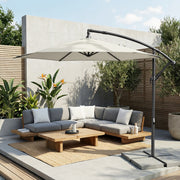 Outdoor Patio Umbrella, 3 m Hanging Parasol with Crank and Base SONGMICS