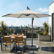 Outdoor Patio Umbrella, 3 m Hanging Parasol with Crank and Base SONGMICS