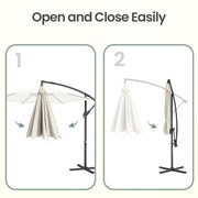 Outdoor Patio Umbrella, 3 m Hanging Parasol with Crank and Base SONGMICS