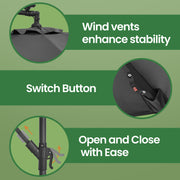 3m Cantilever Garden Parasol with Solar LED Lights UPF 50+ and Base by Songmics