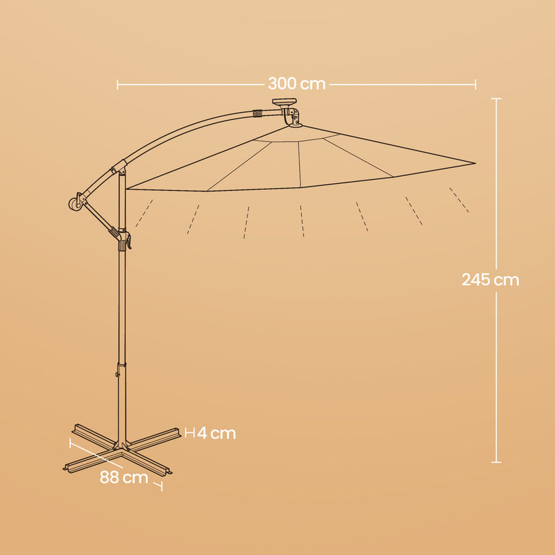 Large Banana Patio Umbrella with Sturdy Base for Garden or Deck Shade by Songmics