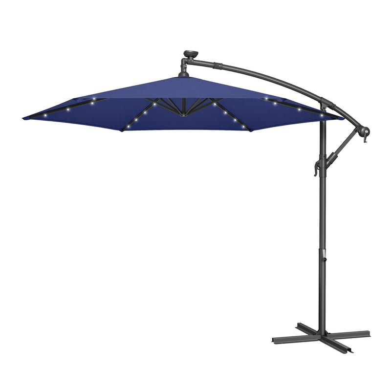 Outdoor Hanging Parasol Umbrella, 3 m Cantilever Sunshade with Base SONGMICS