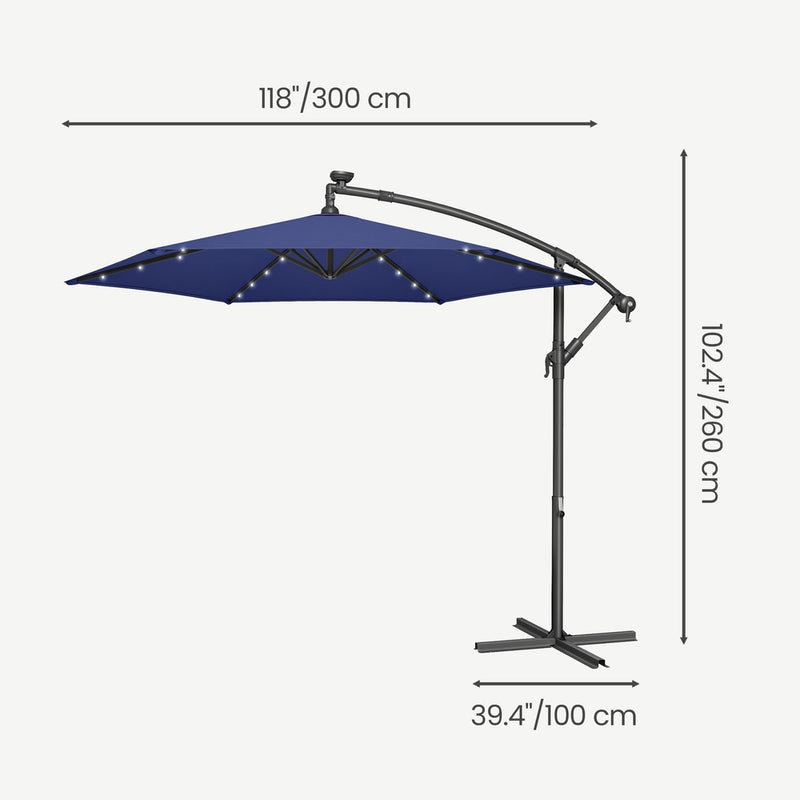 Outdoor Hanging Parasol Umbrella, 3 m Cantilever Sunshade with Base SONGMICS