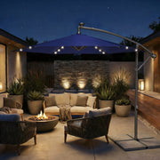 Outdoor Hanging Parasol Umbrella, 3 m Cantilever Sunshade with Base SONGMICS