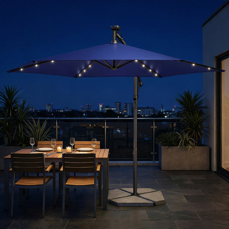 Outdoor Hanging Parasol Umbrella, 3 m Cantilever Sunshade with Base SONGMICS