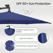 Outdoor Hanging Parasol Umbrella, 3 m Cantilever Sunshade with Base SONGMICS