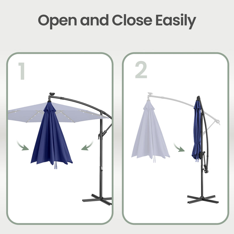 Outdoor Hanging Parasol Umbrella, 3 m Cantilever Sunshade with Base SONGMICS
