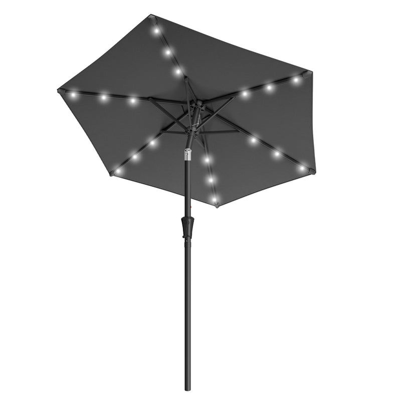 2m Garden Parasol With LED Solar Lights Steel Frame UPF50+ Canopy by SONGMICS Songmics