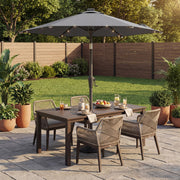 2m Garden Parasol With LED Solar Lights Steel Frame UPF50+ Canopy by SONGMICS Songmics