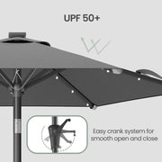 2m Garden Parasol With LED Solar Lights Steel Frame UPF50+ Canopy by SONGMICS Songmics
