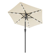 2m Beige Garden Parasol With Solar LED lights and steel frame For Outdoor Shade by SONGMICS Songmics