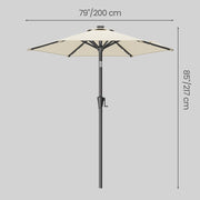 2m Beige Garden Parasol With Solar LED lights and steel frame For Outdoor Shade by SONGMICS Songmics