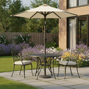 2m Beige Garden Parasol With Solar LED lights and steel frame For Outdoor Shade by SONGMICS Songmics