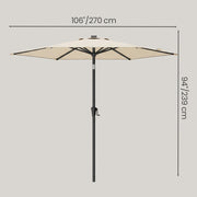 Beige Garden Parasol with Crank Handle and Tilt, Adjustable UPF50+ Shade by SONGMICS Songmics