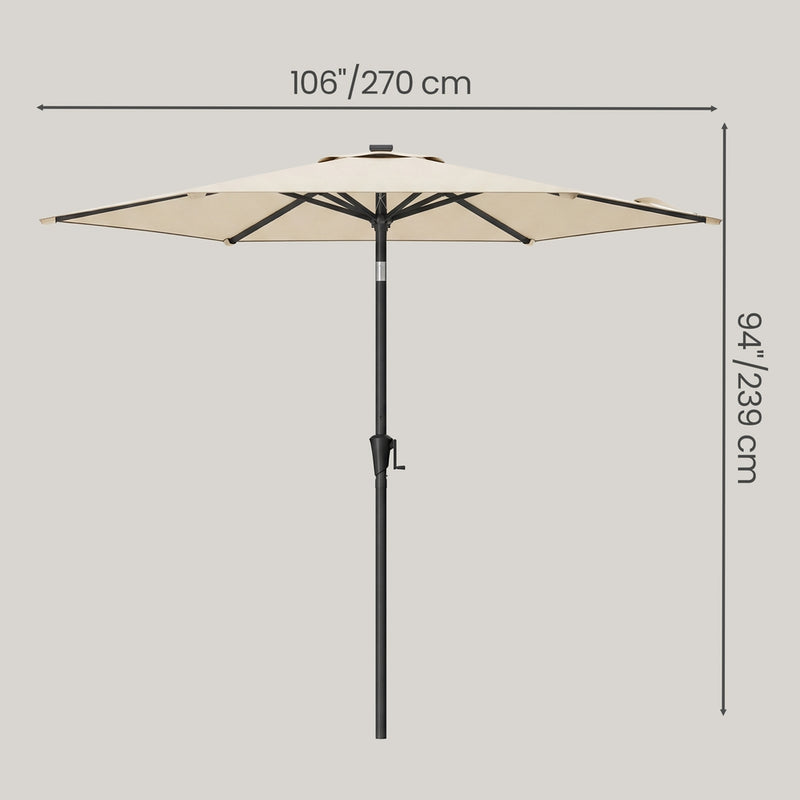 Beige Garden Parasol with Crank Handle and Tilt, Adjustable UPF50+ Shade by SONGMICS Songmics