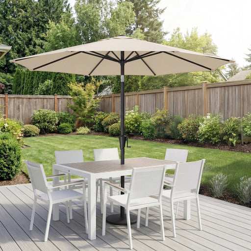 Beige Garden Parasol with Crank Handle and Tilt, Adjustable UPF50+ Shade by SONGMICS Songmics