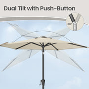 Beige Garden Parasol with Crank Handle and Tilt, Adjustable UPF50+ Shade by SONGMICS Songmics