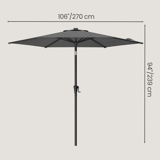 Outdoor Patio Parasol with Crank and Tilt 264 cm Grey by SONGMICS Songmics