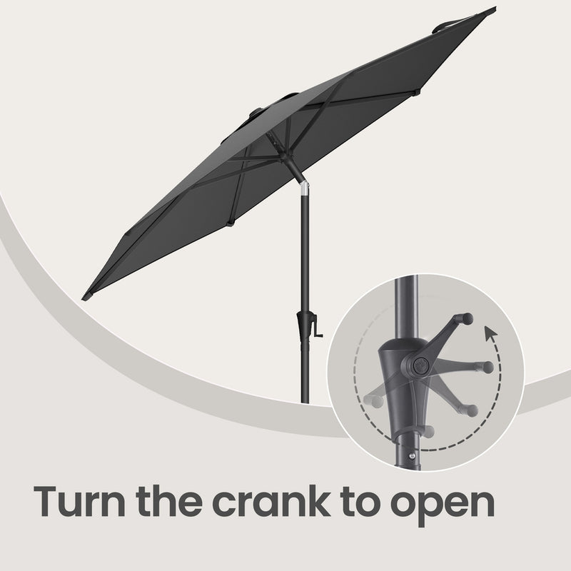 Outdoor Patio Parasol with Crank and Tilt 264 cm Grey by SONGMICS