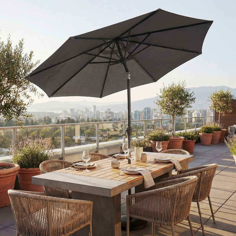 Outdoor Patio Parasol with Crank and Tilt 264 cm Grey by SONGMICS