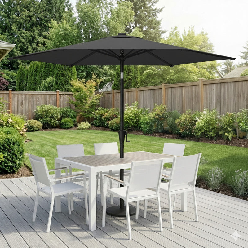 Outdoor Patio Parasol with Crank and Tilt 264 cm Grey by SONGMICS