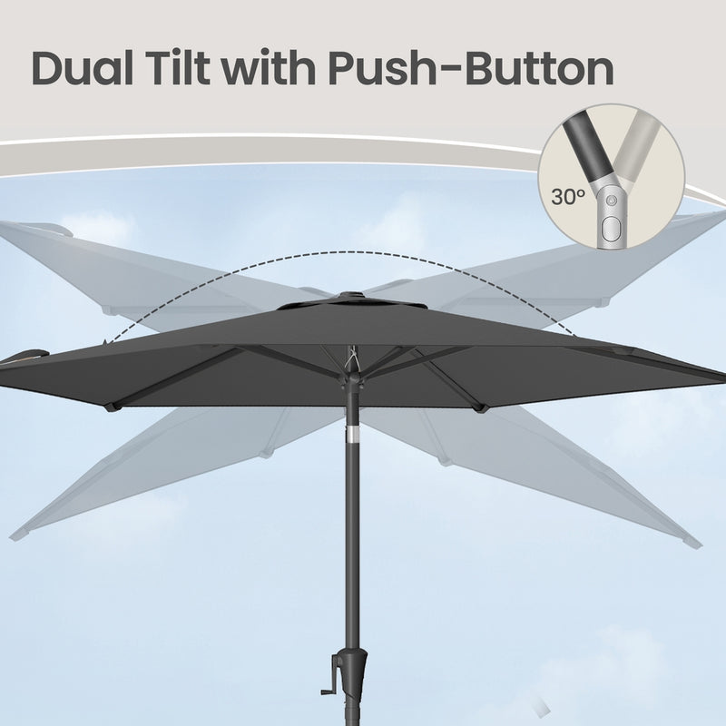 Outdoor Patio Parasol with Crank and Tilt 264 cm Grey by SONGMICS