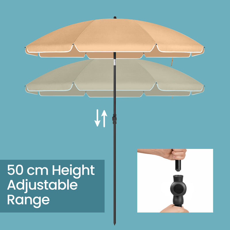 160 cm Garden Parasol with UPF 50 Plus UV Protection Ideal for Outdoor Shade by Songmics