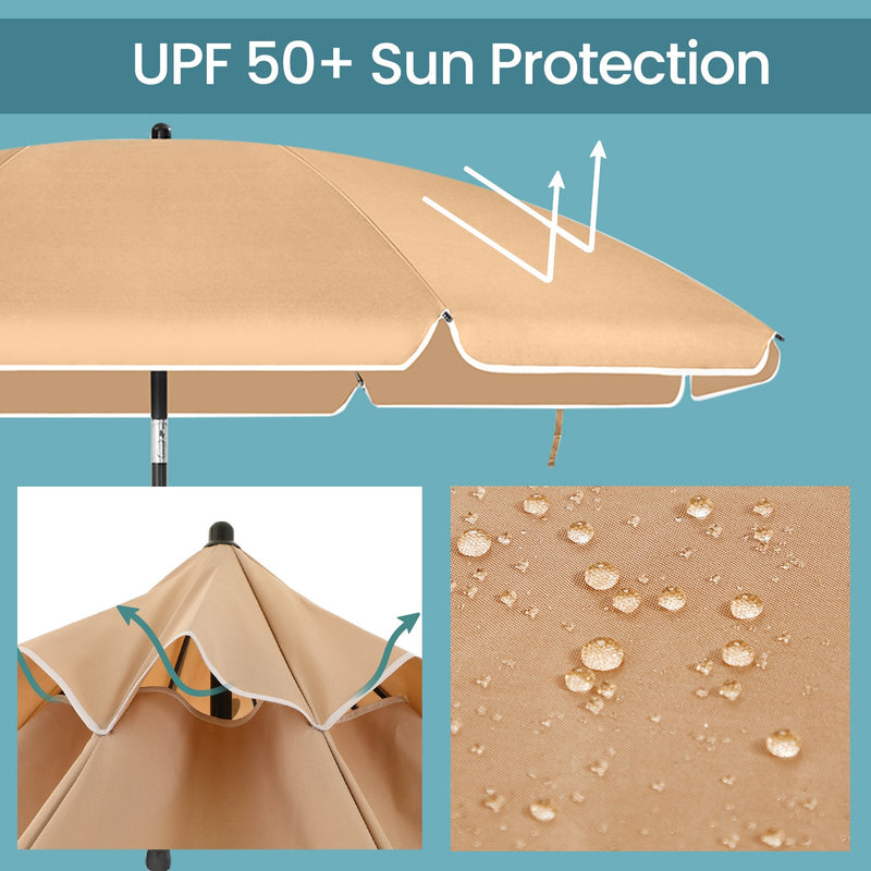 160 cm Garden Parasol with UPF 50 Plus UV Protection Ideal for Outdoor Shade by Songmics