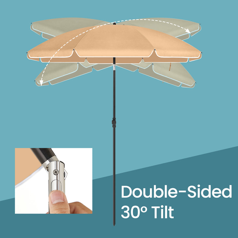 160 cm Garden Parasol with UPF 50 Plus UV Protection Ideal for Outdoor Shade by Songmics