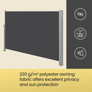 Extendable Side Awning Privacy Screen 180 x 300 cm UV Resistant Waterproof by Songmics