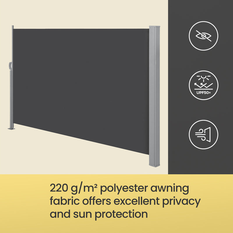 Extendable Side Awning Privacy Screen 180 x 300 cm UV Resistant Waterproof by Songmics