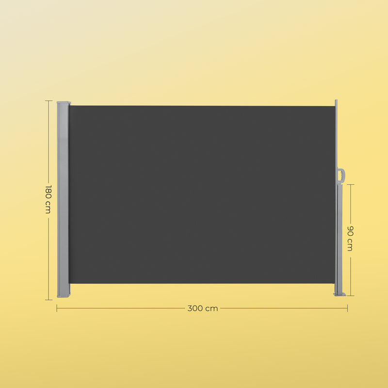 Extendable Side Awning Privacy Screen 180 x 300 cm UV Resistant Waterproof by Songmics