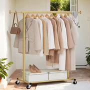 Heavy Duty Adjustable Clothes Rail with Wheels for Home or Garage Storage by Songmics