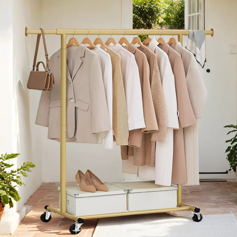 Heavy Duty Adjustable Clothes Rail with Wheels for Home or Garage Storage by Songmics
