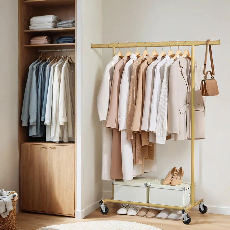 Heavy Duty Adjustable Clothes Rail with Wheels for Home or Garage Storage by Songmics