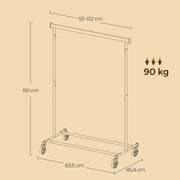 Heavy Duty Adjustable Clothes Rail with Wheels for Home or Garage Storage by Songmics