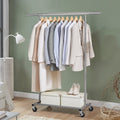 Heavy Duty Clothes Rail with Wheels Adjustable Steel Garment Rack 92 to 132 cm by Songmics